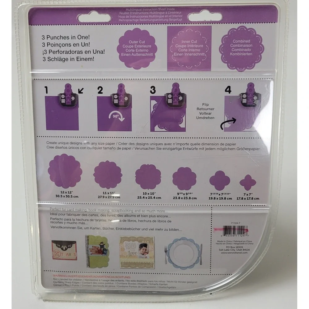 We R Memory Keepers Lucky 8 Punch Tatted Doily 3-in-1 Paper Craft Tool 71124-7